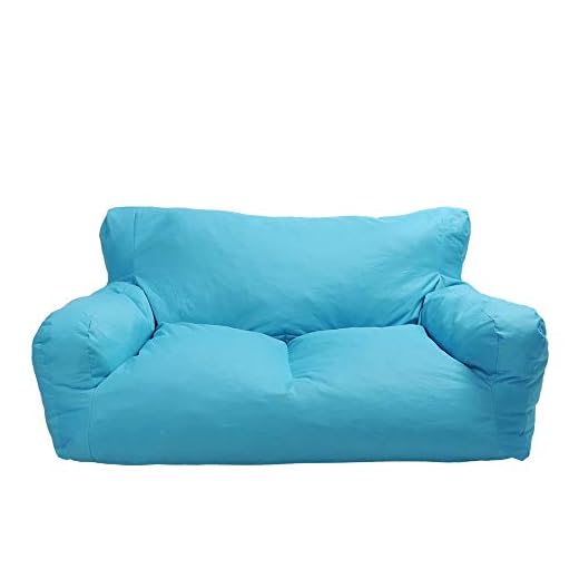 Blue Bean Bag Chair Kids Self-Inflated Sponge Stuffed Beanless Dorm Chair for Adults,Double Seats Sofa Lounger Couch Furniture for Indoor and Outdoor