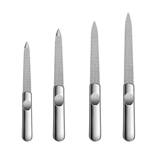 Xynovate 4 Pcs Sapphire Nail File Metal Nail Files Professional Nail File Care for Men and Women Pedicure Manicure Accessories Ergonomic Handle