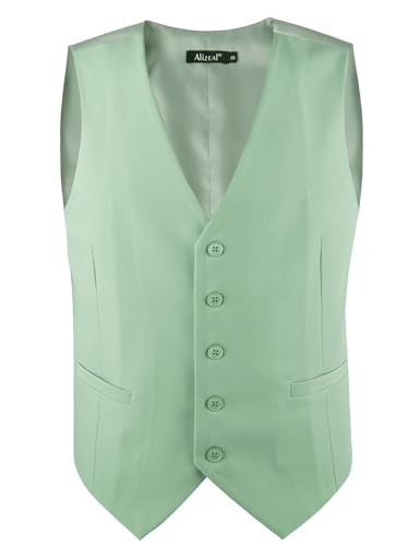 Image of Alizeal Mens Classic Solid Suit Vest Regular Fit Tuxedo Waistcoat
