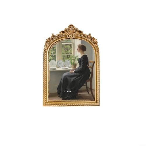 GANCEI - GANCEI Vintage Gold Resin Picture Frame Handmade Carved Arch Home Decor Easel And Wall Display For Living Room Bedroom(Gold 6 inches)