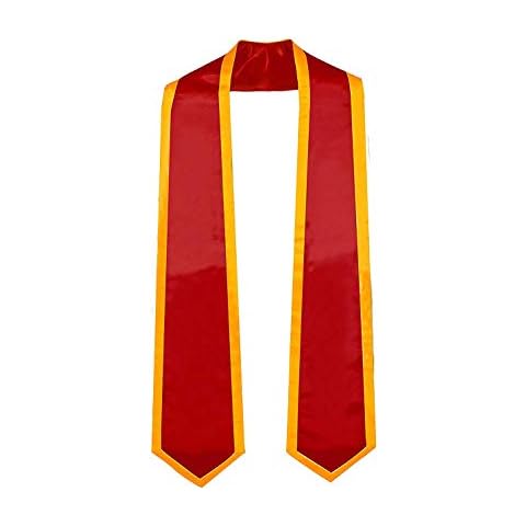 GraduationMall Plain Graduation Honor Stole Classic End Red With Gold Trim Unisex Adult 183cm Long Cover