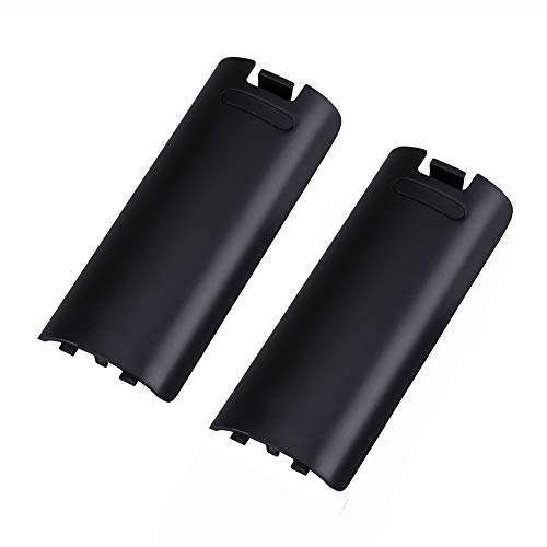 Image of Trenro Wii Remote Controller Battery Cover, 2 Pack Back Cover Replacement for Nintendo Wii /Wii U Remote -Black