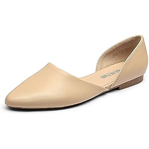 DREAM PAIRS Women's Elegant Dressy Flats Shoes Pointed Toe Casual Comfort Slip on Walking Flats for Women 10 Nude