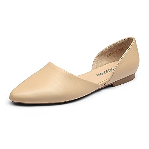DREAM PAIRS Women's Elegant Dressy Flats Shoes Pointed Toe Casual Comfort Slip on Walking Flats for Women 9.5 Nude