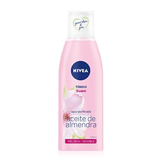 NIVEA Tónico Facial Suave (1 x 200 ml), tónico refrescante para piel seca y sensible, tónico hidratante con aceite de almendras para limpiar y reequilibrar la piel