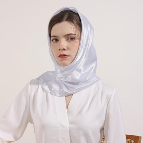 35" Large Square Satin Head Scarf, Neck Scarf Hair Wrapping Satin Bandana for Halloween Retro Women Costume Accessory4