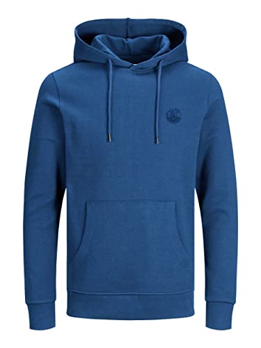 JACK & JONES Moda Hombre JJEBASIC Logo Sweat Hood, Bright Cobalt/Navy Blazer, L