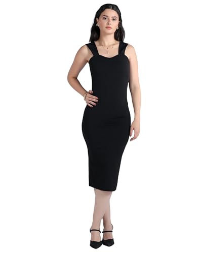 Image of Selvia Women's Calf Length Western Dress Stylish, Lycra Bodycon Dress for Woman Stylish