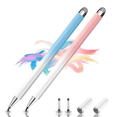 Stylus Pens for Touch Screens, 2 in 1 Capacitive Pen High Precision Universal Stylus Pen for iPad Compatible with Switch, iPhone, iPad, Android Tablets and Smartphones, 2 Pack - (Blue/Pink)