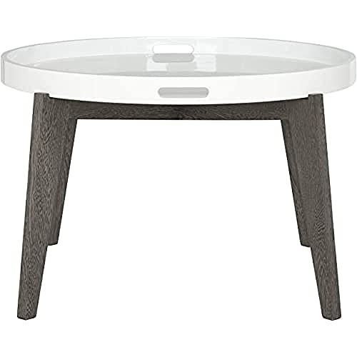 Safavieh EAF4218B Emily Table de Console en Laque Fibre Blanc et Brun Foncé 71 x 71 x 45,72 cm