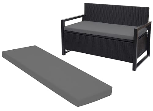 Crescent Textile 100% Waterproof Garden Bench Cushion 2/3/4 Seater Outdoor Long Bench Seat Pad for Lawn & Garden, Patio, Office, Coffee Shop with Removable Cover (2 Seater 108cm x 45cm x 5cm, Gray)