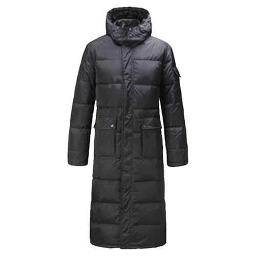 Generico Chaqueta de plumón para hombre con capucha extraíble, cálida y acolchada de pluma de algodón, abrigo largo, cortavientos e impermeable, parka de esquí para senderismo al aire libre, chaqueta - imagen 8