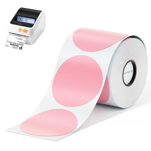 Image of Phomemo 2 inchx2 inch Thermal Labels for D421R Printer Only, 750 Labels per Roll, Circle Thermal Labels with RFID Chip, Smart Auto-ID & One-Click Calibration, Shipping Supplies for Small Business & Home, Pink