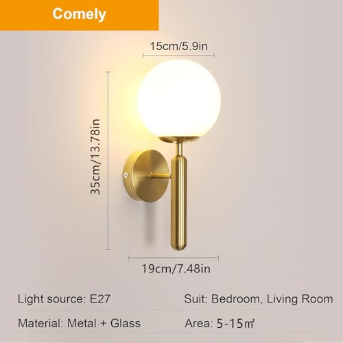 Lámpara de pared con pantalla de cristal E27 iluminación interior moderna 5
