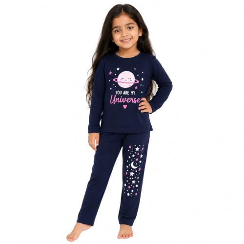 Image of NammaBaby Girl's Soft Cotton Night Suit (Printed T-Shirt & Pant Set /Girls Night Dress /Nightwear) Pack of 1