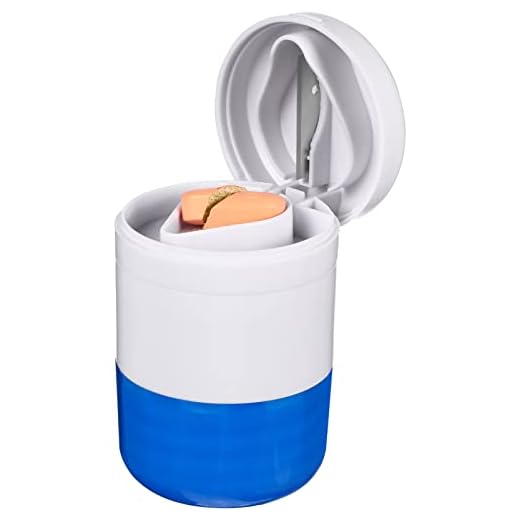 SUPVOX Multifunción píldora trituradora Splitter Pill Pulverizer Grind Medicina Cut Tablets divisor caja de almacenamiento perfecto para el hogar y el viaje (azul)