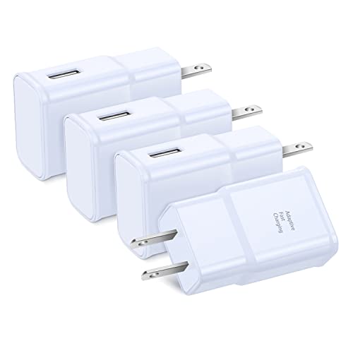 Adaptive Fast Charging Wall Charger, Qihop 4-Pack USB Wall Adapter Fast Charging Block Travel Phone Charger Compatible Galaxy S25 S24 S23 S21 S20 S10 S9 S8 S7 Plus, Note 8 9 10+, iPhone 11 Pro/SE