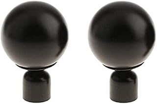 AKAMAS Decorative Recess Bracket Curtain Rail Support Ends Curtain Pole Bracket Drape Rod Finals Head Cap Finials inner 22mm,Black,2pcs