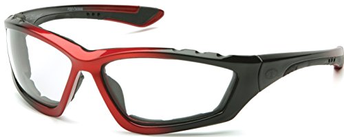Pyramex SBR8710DTP Accurist Safety Glasses Clear Anti-fog Lens,Black/Red