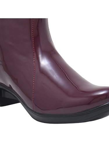 Image of Shoetopia Women's Ankle Boots with Low Heel & Gold Buckle - Stylish Slip-Resistant Zip-Up Short Boots for Casual & Party Footwear