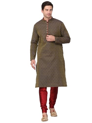 Image of Men's Cotton Jacquard Kurta and Churidar Set