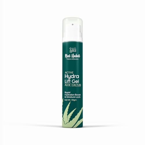 Nat Habit Active Face Gel, Aloe Cactus Hydra Lift For Rapid Hydration Boost & Moisture Lock With Cooling, Soothing, SunBurn Healing & UV Protection, 50gm