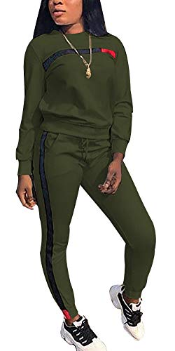 Two Piece Outfits for Women Jumpsuits Joggers Set Hoodies Casual Long Sleeve Sweatshirt Skinny Sweatpants Tracksuit Green