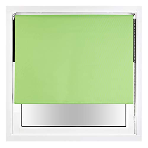 FURNISHED Blackout Roller Blind with Metal Fittings Trimmable Insulated Thermal Fabric Heavy-duty Easy Install Brackets Window Roller Blinds - Lime Green, 120cm x 165cm