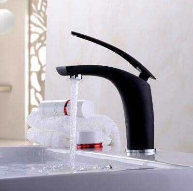 Robinet de lavabo noir mitigeur de bassin eau chaude et froide en laiton