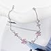 Pink Cherry Blossom Flower Chain Link Bracelet For Women Fashion Cute Delicate Simulated CZ Petal Floral Sakura Bangle Bracelets Adjustable Sweet Dainty Fine Jewelry For Her (Silvery)