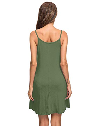 Image of MISFAY Women's Summer Spaghetti Strap Casual Beach Cover Up Dress with Pockets