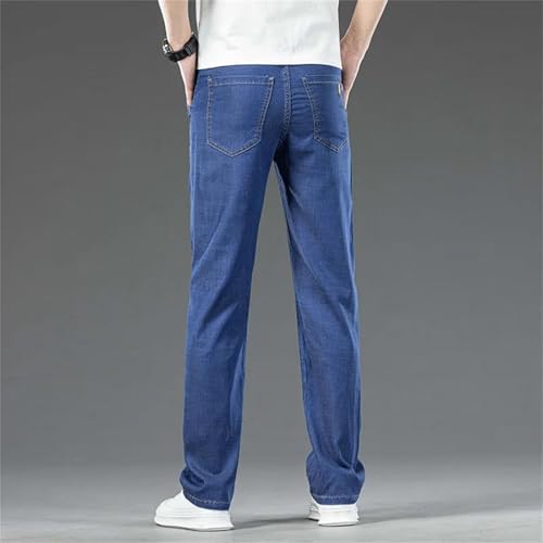 Men's Lightweight Jeans Thin Stretch Straight Denim Pants Loose Classic Business Casual Spring Summer Trousers3