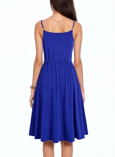Image of BARASA Sundresses for Women Summer Sleeveless V Neck Spaghetti Strap A Line Wedding Guest Petite Dresses with Pockets D826