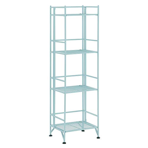 Image of Convenience Concepts Xtra Storage 4-Tier Folding Metal Shelf, Seafoam, 13D x 11.25W x 45H in