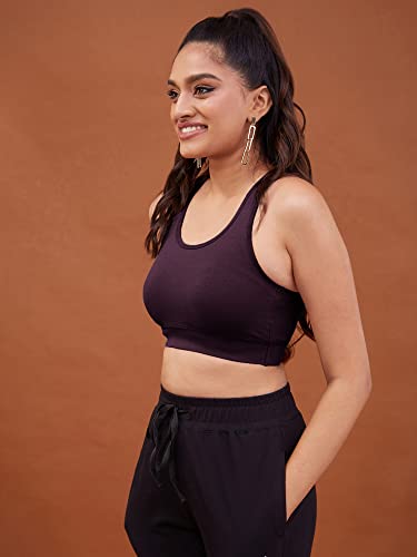 Image of NYKD Women's Everyday Cotton Padded Sports Bra for Gym /Running /Workout Full Support | Removable Pads | Wirefree | Full Coverage | Stretchable - NYK059