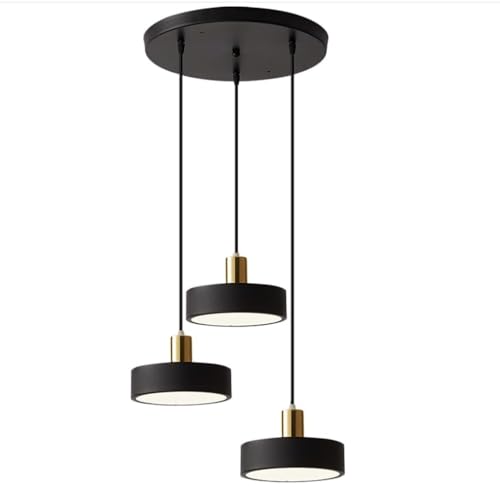 XINYASEE Suspension Luminaire Moderne LED Dimmable, Lustre Rond 3 Couleurs pour Cuisine, Salle À Manger (Noir)
