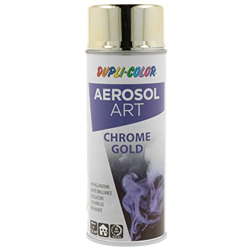 DUPLI-COLOR AEROSOL ART CHROME gold 400 ml, Spraylack für vielseitigen Einsatz, schnelltrocknend, hohe Deckkraft, für Innen- und Außenbereiche geeignet