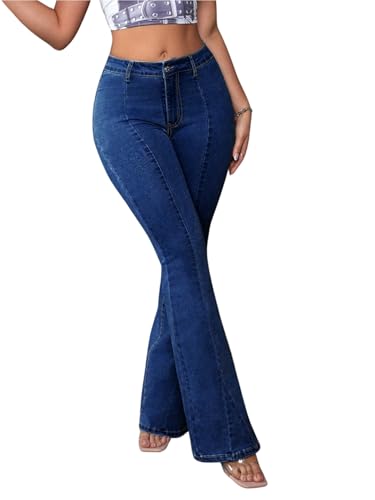 Image of Glossia Bell Bottom Jeans for Women | Stretchable High Waist Flared Denim | Bootcut Butt Lifting Fit | Leg Lengthening | Plus Size 26-38