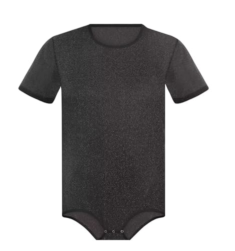 Mens Shiny Mesh Onesie Snap Crotch Romper Short Sleeve Bodysuit2