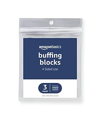 Amazon Basics 4-Way Nail Buffer Buffing Block for Professional Manicure, Manicure Tools, Nail Polisher, 3-Pack, Black/White