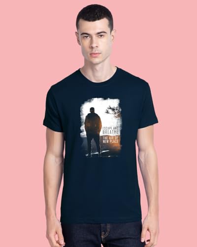 Image of Bewakoof Men Graphic Print Regular Fit Half Sleeve Round Neck Pure Cotton T-Shirt