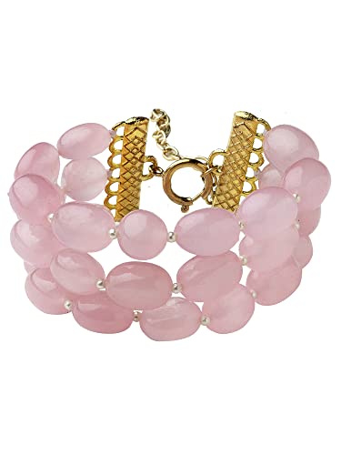Image of Karatcart Glossy Finish Tumble Stone Studded Beaded Bracelet for Women