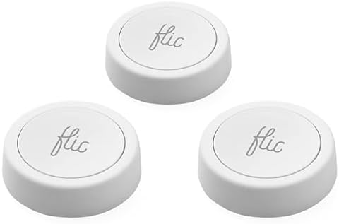 Flic Smart Button White – 3 Pack. Control Lights, Music & More with Push, Double Push, or Hold. Works with Alexa, HomeKit, Matter. Setup via Flic App for iOS & Android. Bluetooth & WiFi Required.