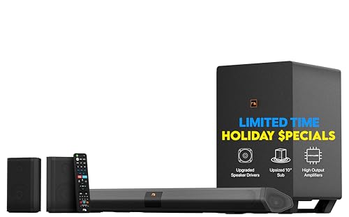 Nakamichi Shockwafe Pro Bluetooth 7.1.4 Channel Dolby Atmos/DTS:X Soundbar with 10' Wireless Subwoofer, 2 Rear Surround Speakers, eARC and SSE Max Technology (New), black