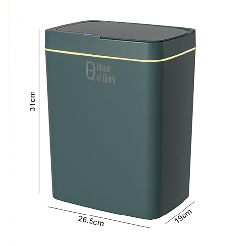 Image of House of Quirk Automatic Bathroom Trash Can, Smart Garbage Can with Lid Small Trash Bin, Motion Sensor Touchless, Kitchen Slim Waste Basket (15Litre, Green)