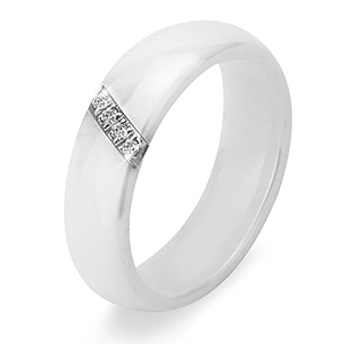 Bague en céramique pour couple cadeau de noël et de mariage bague 4 zircons