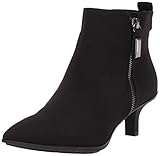 Anne Klein womens Low Heel Pointy Toe Bootie Fashion Boot, Black Stretch, 7.5 US