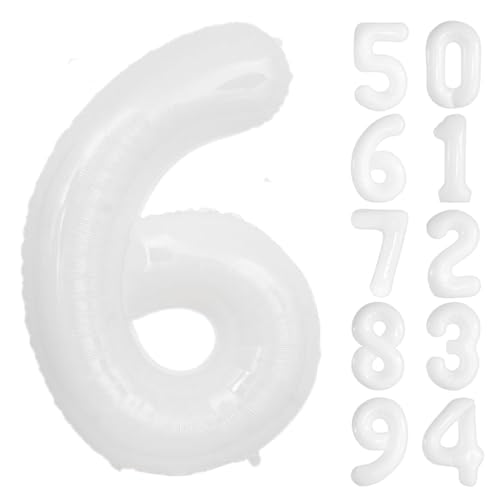 Diva 数字バルーン ビッグ約90cm バルーン 風船 大きい 巨大 数字 ビッグバルーン 大きい風船 飾り付け 誕生日 記念日 イベント 内祝い くすみ 6 ホワイト