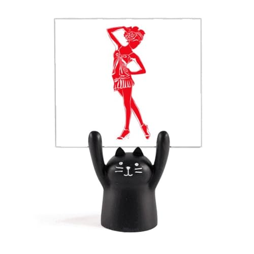 Support mémo chat noir rouge Art Déco, le complice de ses douces pensées