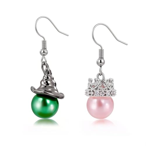 Broadway Inspired Witch Earrings Pink and Green Pearl Earrings Women Changed for Good Witch Merch Jewelry Gift by Dckazz - Used condition - US$11.39